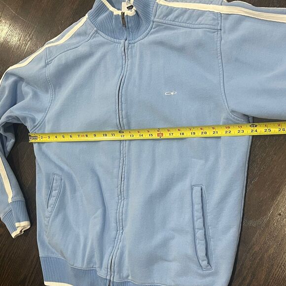 Vintage Ocean Pacific Jacket Men’s XL Light Blue Y2K Full Zip White Stripe - Picture 6 of 6